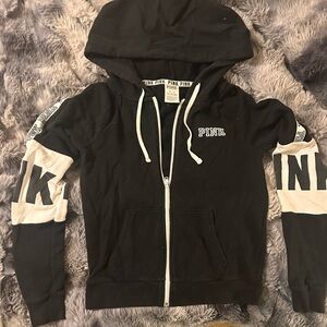 Victoria's Secret PINK Black and White Zip Hoodie